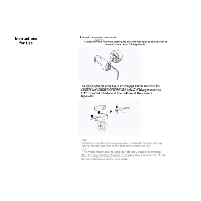 FFYY-For Insta360 X5 مقبض المرافق مقبض قابل للطي للتخزين المحمول والعتاد الأساسي لـ Insta360 X5