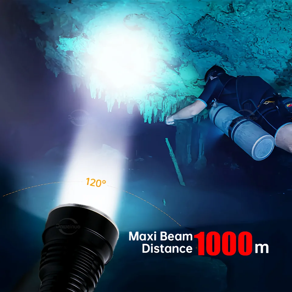 XHP390 الترا قوية قابلة للشحن Led الغوص مصباح يدوي طويل النار ضوء قوي تحت الماء فانوس كبير اليد الشعلة 18650/26650 الغوص المهنية مصباح يدوي ، مصباح الصيد الليلي ، الغوص 1000 متر