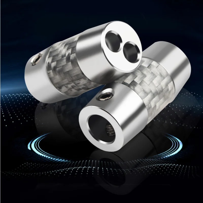 

4pcs 5.5mm to 3mm aluminum alloy frosted carbon fiber speaker RCA audio cable distribution ring anti-jamming device