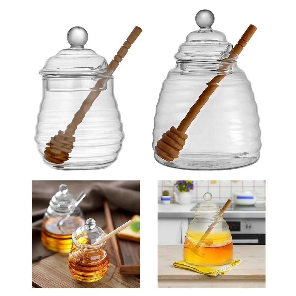 Honey Pot with Dipper and Lid Kitchen Tools Honey Jar for food