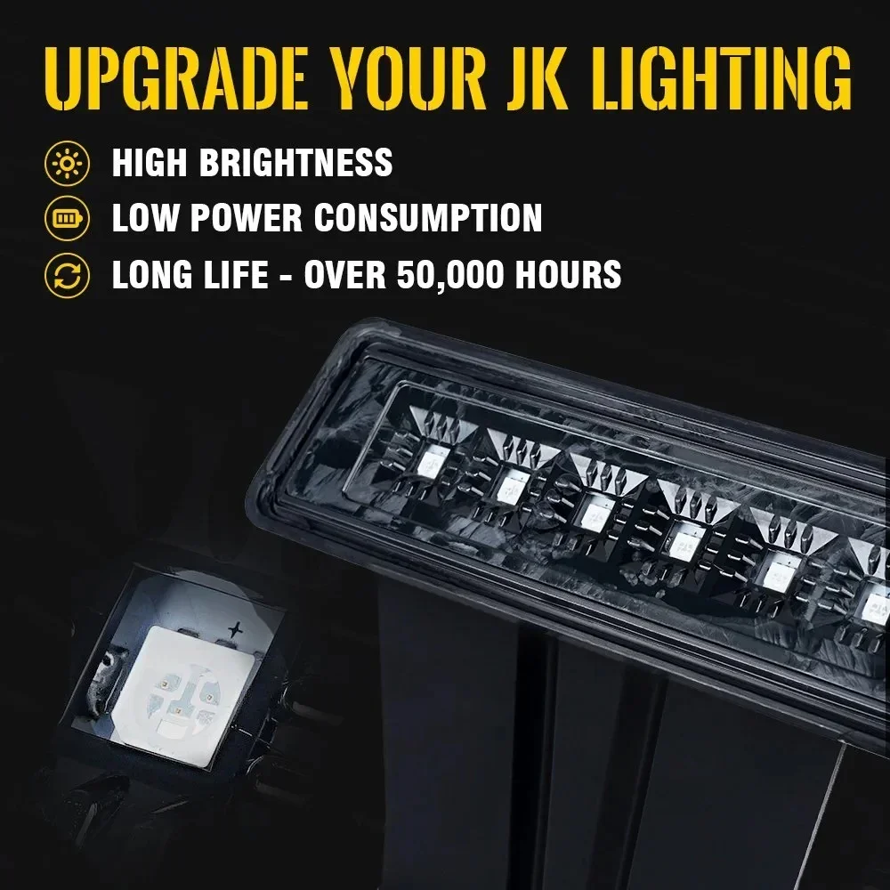 For Jeep Wrangler JK 2007-2018 for Rubicon LED Third Brake Lights, Truck Spare Tire Brake Light High Brightness IP67 Waterproof detail image 3