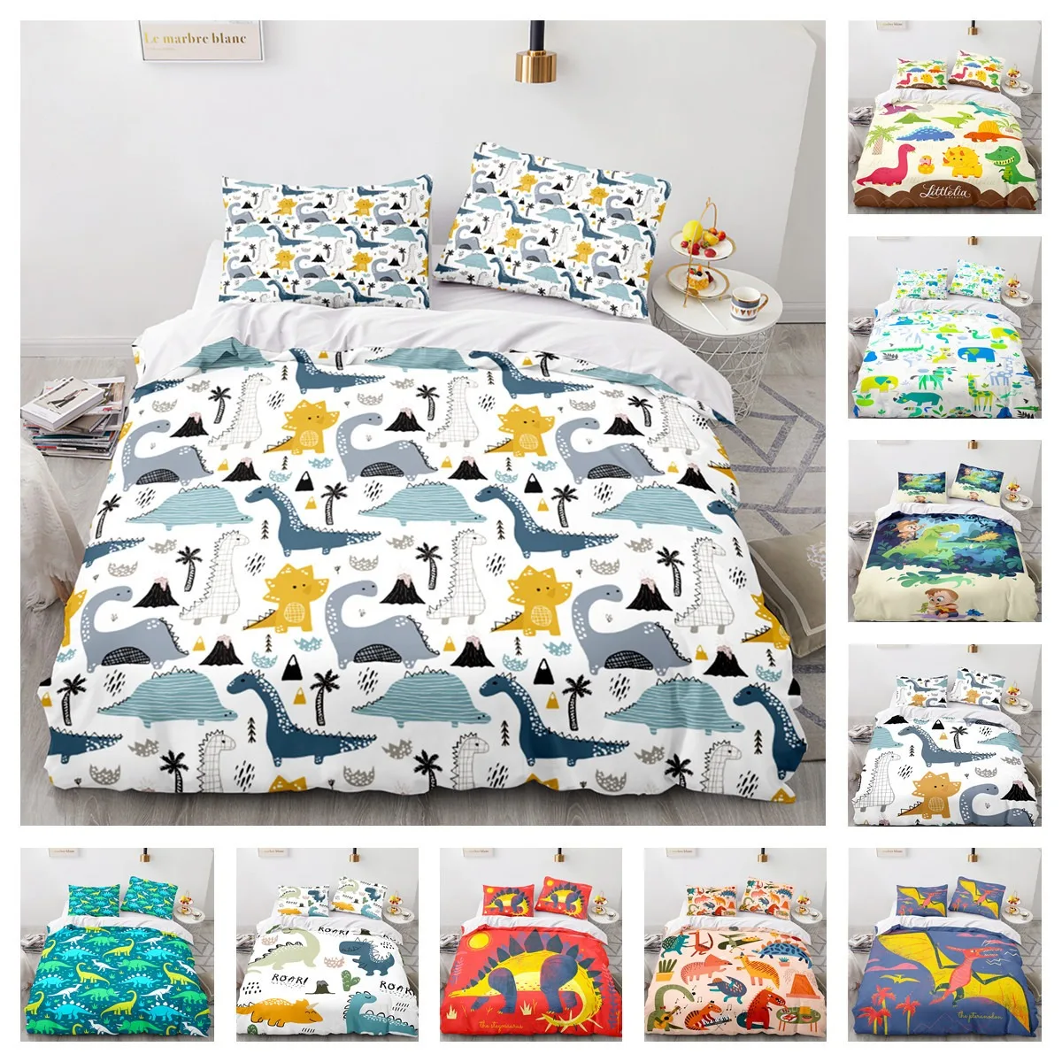 

Cartoon Dinosaur Bedding Sets Comforter Quilt Bed Cover Duvet Cover Pillow Case 2-3 Pieces Sets Home Decor Bedroom Decor