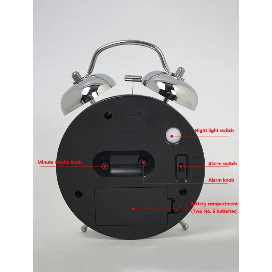 1pc 4.5 inch Retro Electroplating Metal Alarm Clock, Luminous Dial, Loud Volume Wake-Up Alarm Clock (Excluding Battery)