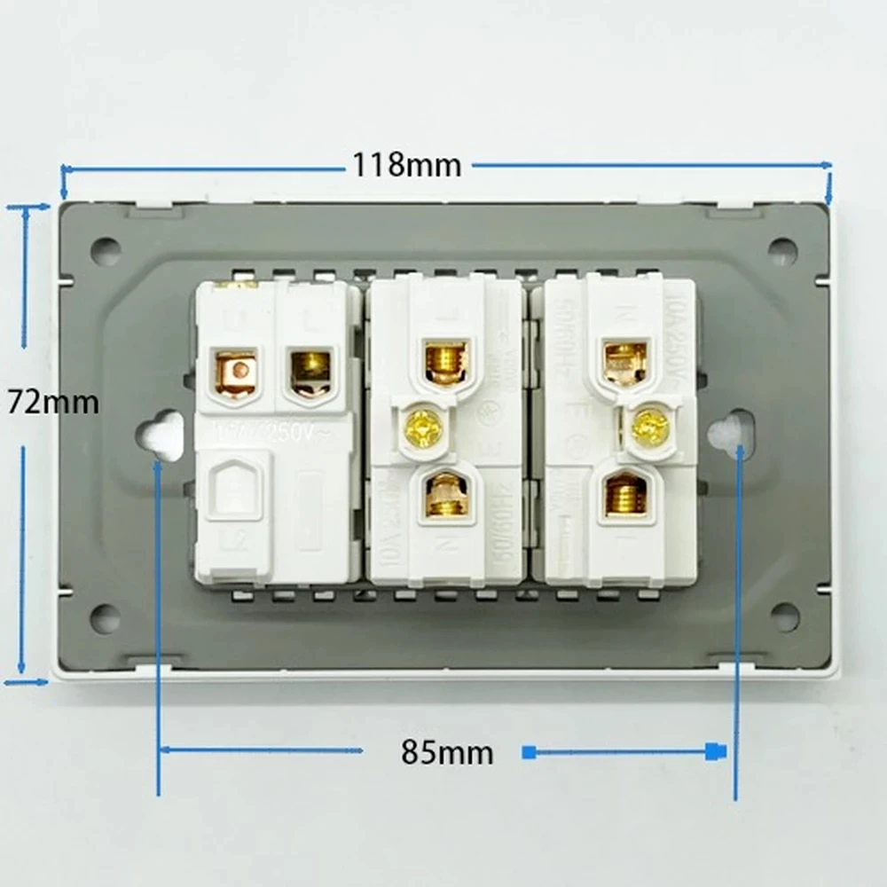 Italy Switch USB Wall Socket Chile Plug Pins Rectangle Chilean Outlet  Italian EU Power Tempered Glass/Plastic Panel Home Office