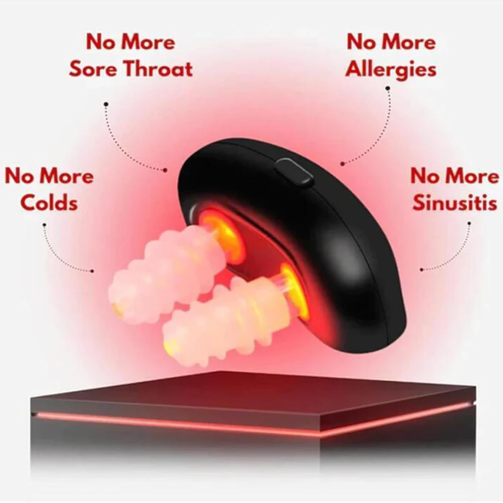 Cordless Red Light Nasal Therapy Device Rhinitis Machine Low Frequency Pulse Nose Massage for Improving Nasal Ventilation