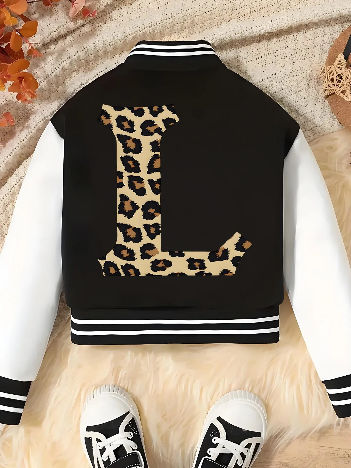 Girls' Autumn Short Baseball Jacket, College-Style with 