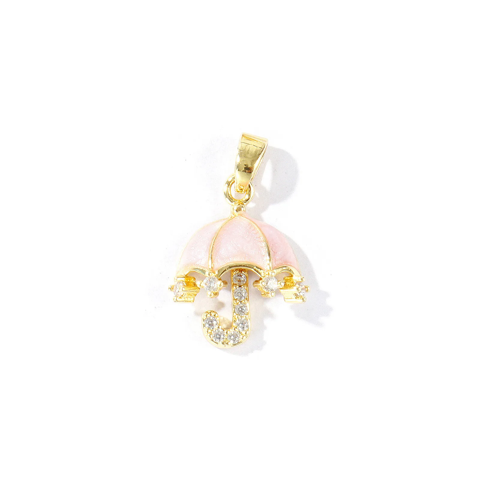 2 Stück 18k vergoldete Anhänger mit transparentem Zirkon, Perle, Regenschirm, Blume, Melonenkern, Schnalle, Messinganhänger für DIY-Halskettenherstellung. – Detail 5