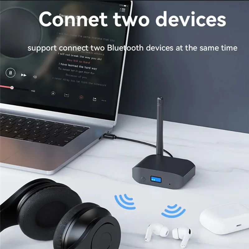 HD Bluetooth 5.3 Audio Receiver Transmitter Black Transmitter With Antennae Aux Wireless Stereo Music Adapter For TV Car Speaker