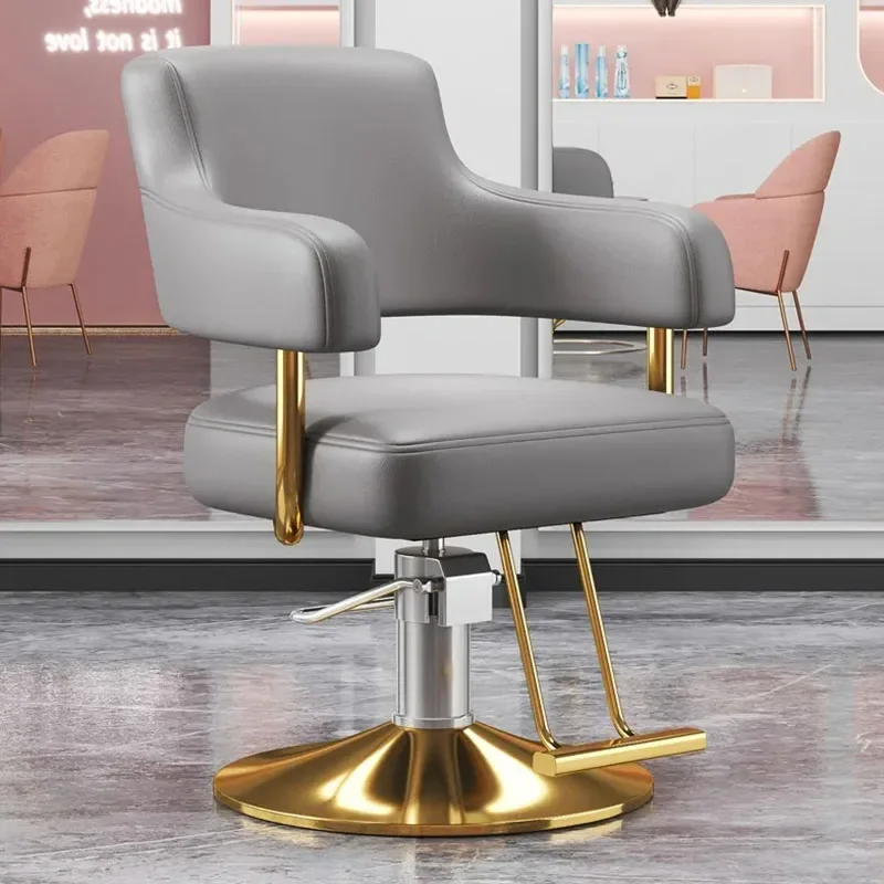 Portable Barbershop Salon Chair Luxury Beauty Gold Hairdressing Salon Chair Barber Swivel Silla De Barbero Commercial Furniture