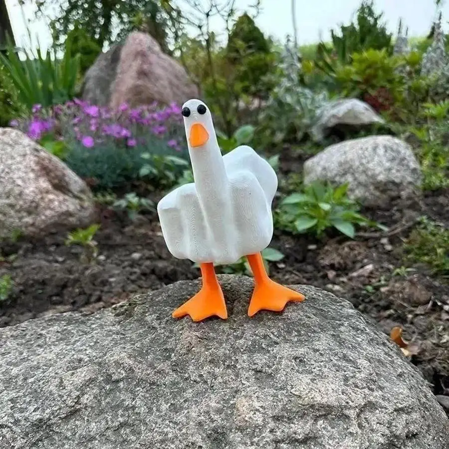 1 Pcs Duck Funny Creative Middle Finger Ducks Home Decoration Statue Resin Craft Garden Courtyard And Micro Landscape Figurines
