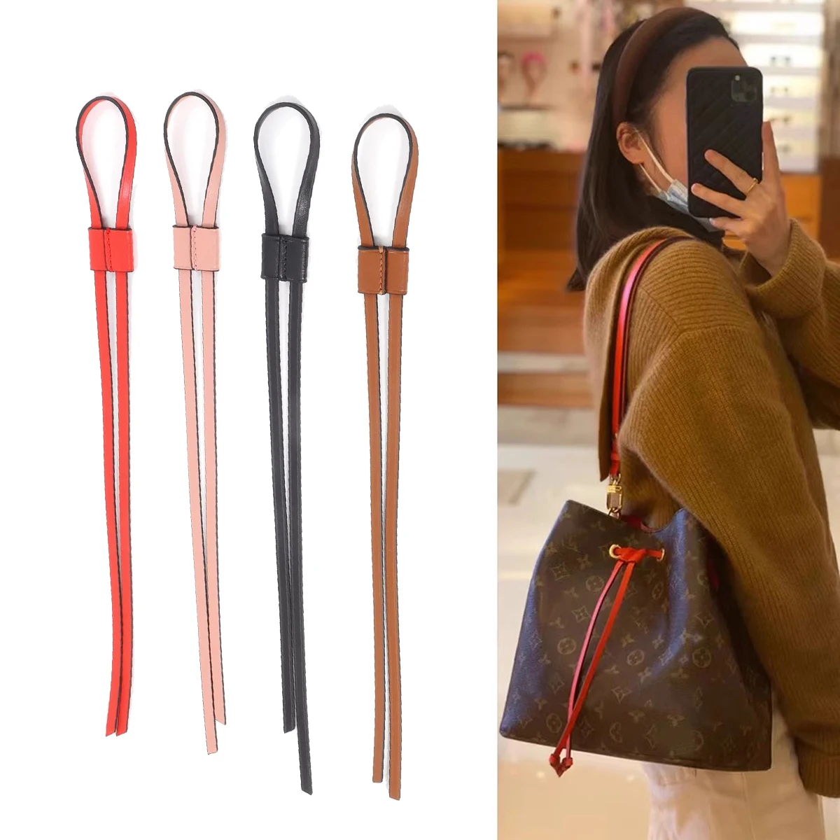

Bag Straps Drawstring for LV Noe BB nano Petit Bucket Bags Shoulder Genuine Bag Accessories Replacement Tension Cords