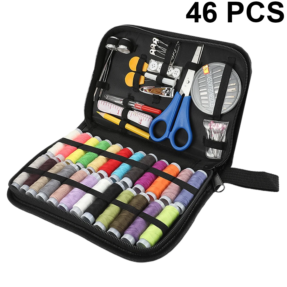 

Pcs in 1 Set Practical Sewing Accessories Sewing Needle Thread Threader Tools Sewing Tool Kit with Zipper Storage Pouch (Black)