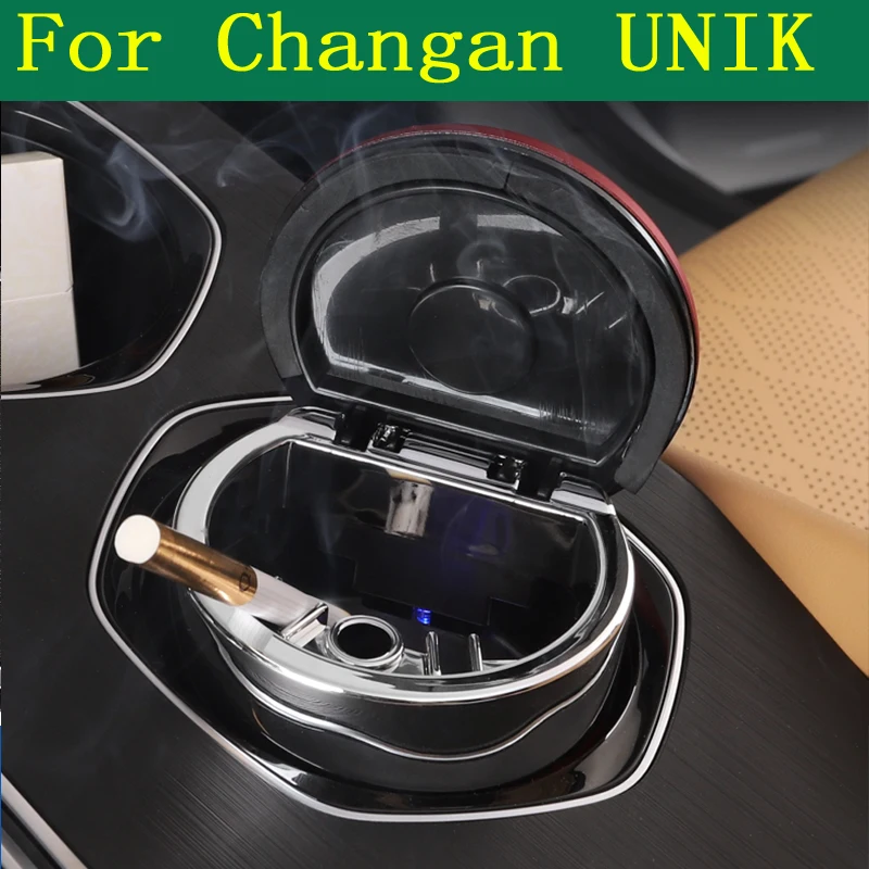 

For Changan UNIk 2024 Car Ashtray With Led Lights With Cover Creative Personality Covered Car Inside The Car multi-function