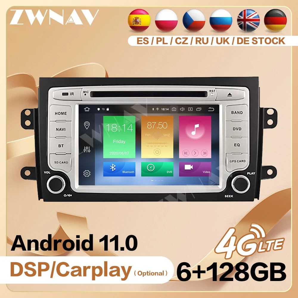 2 din 128G 2006 2007 2008 2009 2010 2011 2012 For SUZUKI SX4 Android11.0 Multimedia player Video Audio Radio GPS Navi Head Unit