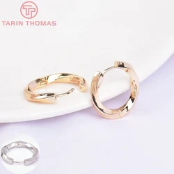 (5708)4PCS 24K Gold Color Brass Round Earrings Hoop DIY High Quality Jewelry Making Findings Accessories Wholesale