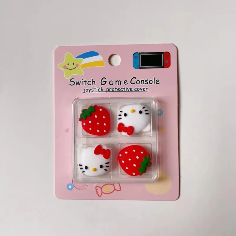 4pcs Sanrio Hello Kitty อะนิเมะสวิทช์ Joycon Thumbstick Caps ซิลิโคน Rocker กรณีจอยสติ๊กสําหรับสวิทช์ Oled Ns Grips ฝาครอบ