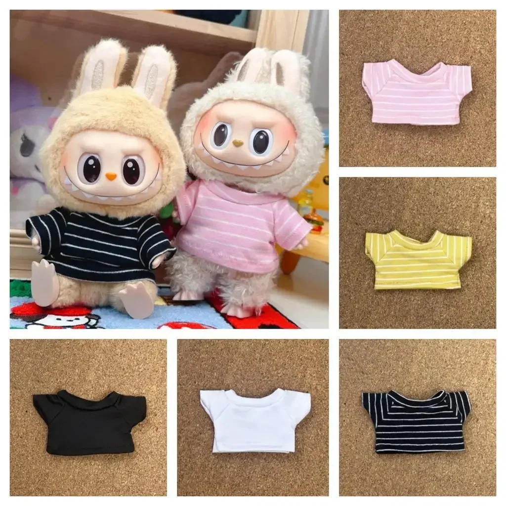 

For 17 CM Labubu baby clothes plush vinyl face doll pendant Labubu with versatile T-shirt top Little Clothes for labubu