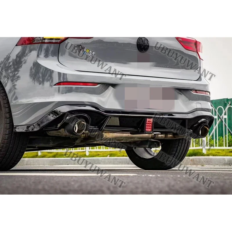 For Volkswagen GOLF 8 MK8 Pro /R-line /GTi /R 2020-2024 Car Rear Bumper Diffuser WITH RED LIGHT Rear Side Splitter Spoiler Lip