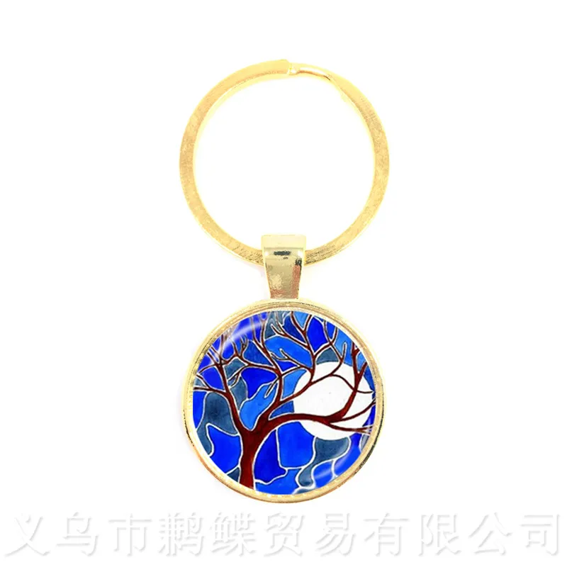 Tree Of Life Pattern Picture Vintage Keychains Time Glass Dome Jewellery Pendant Keyring Glass Ornaments Gift For Friends