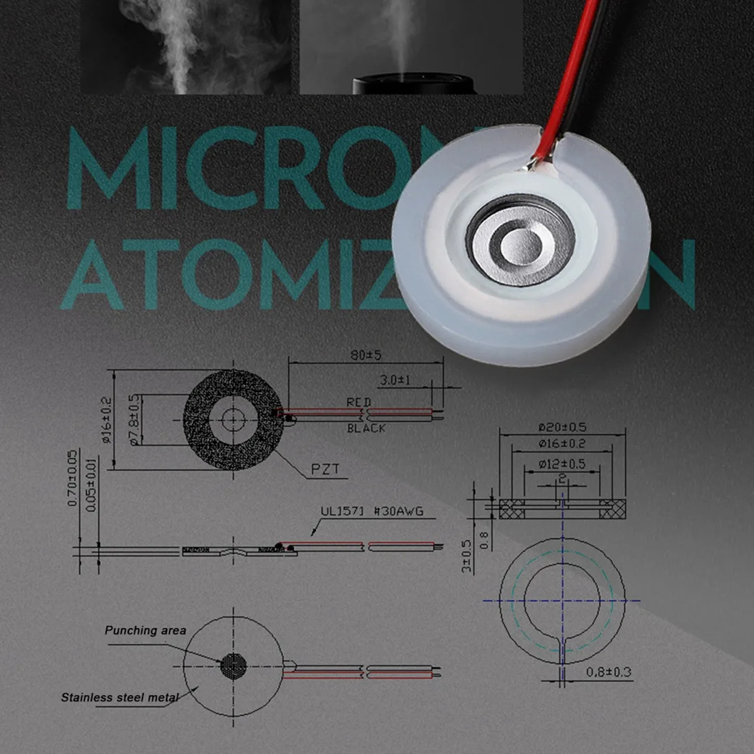 

Stylish-16MM 20MM 1.5-3W Ultrasonic Mist Maker Atomizer Transducer Atomizer Film Plate Accessories Humidifier Rubber Gasket