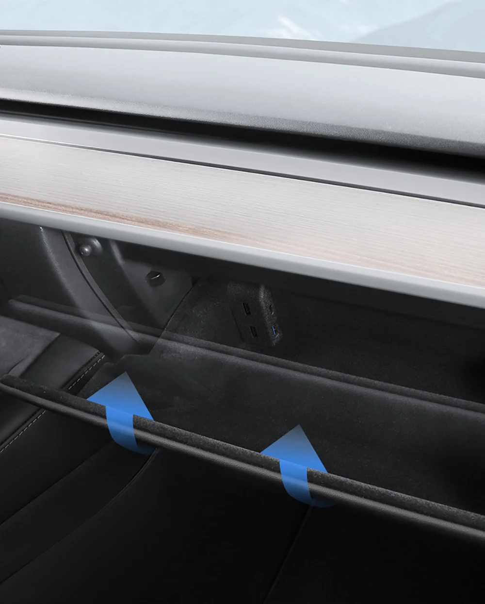 YZ für Tesla Model 3 Y YL Handschuhfach-USB-Hub, 4-in-1 Schnelllade-Dockingstation, Flockbeschichtete Versteckte Multifunktions-Autosteckdose – Detail 14