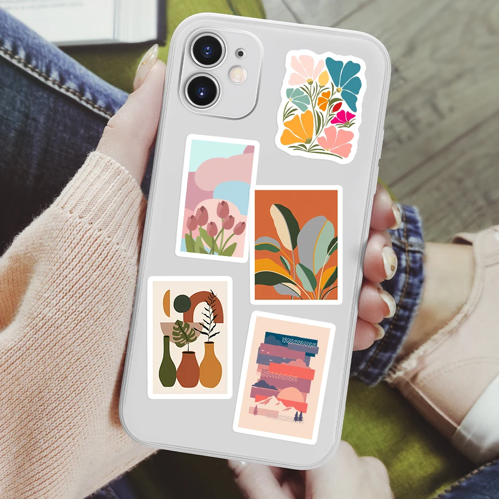 ملصقات مناظر طبيعية تجريدية جمالية يمكنك صنعها بنفسك ألعاب أطفال هدية ملصق مزخرف لمجلة القصاصات والكمبيوتر المحمول والهاتف والأمتعة المقاومة للماء