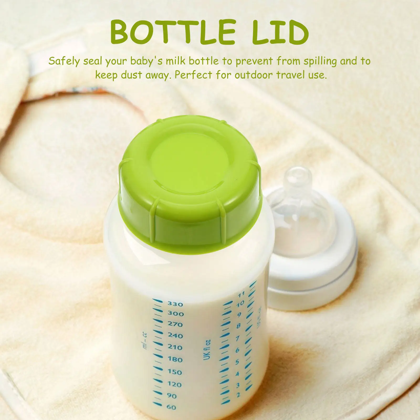 

10pcs Baby Bottle Seal Cap Wide Neck Travel Bottle Keeping Heat Resistant Food Grade Easy Wash Practical Milk Storage