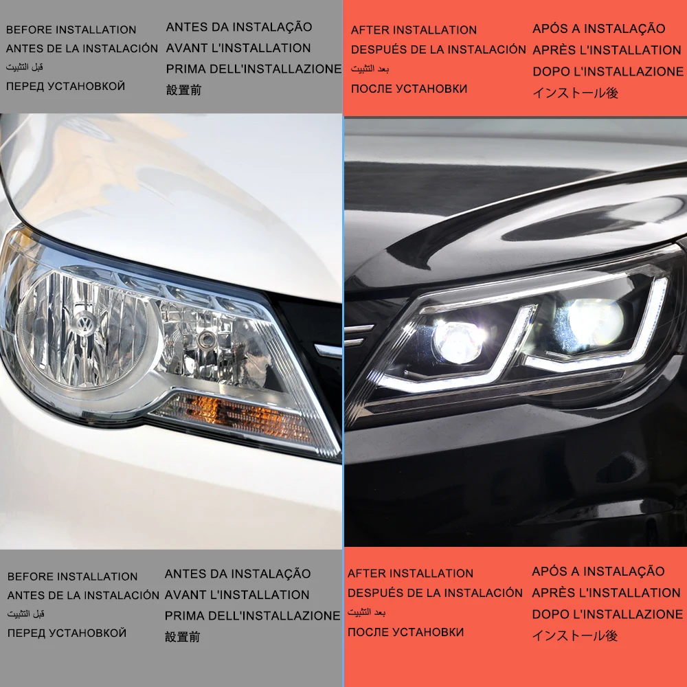 High Quality LED Projector Lens Auto Headlight Assembly For Tiguan 2009-2012 MK1 Upgrade to 2023 Top Trim Design Car Accessories