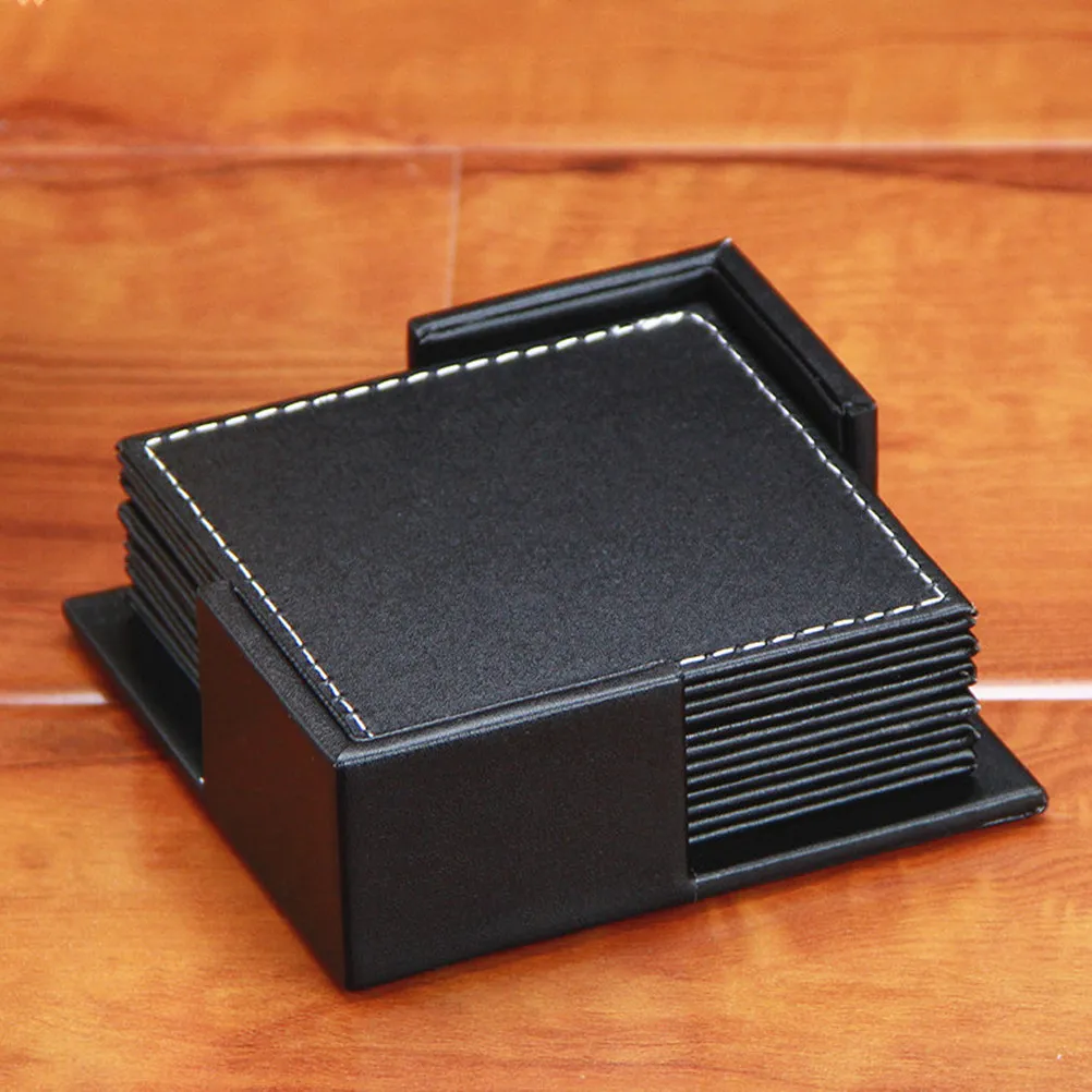 6PCS PU Square Coaster Heat Resistant Table Mat for Cup Glass Dining Kitchen Insulation Pad Home Decor