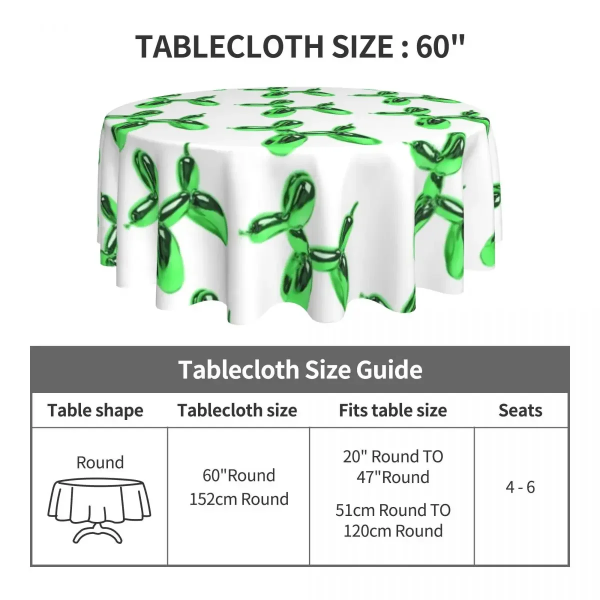 Green Balloon Dog Tablecloth Kawaii Kawaii Round Table Cloth For Decor Home Dining Table Cover Wholesale Design Table Decoration