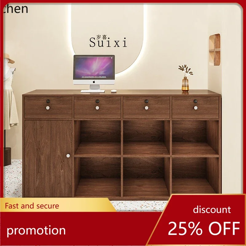 

HT Cashier Reception Desk Store Small Bar Table Clothing Store Health Center Solid Wood Counter