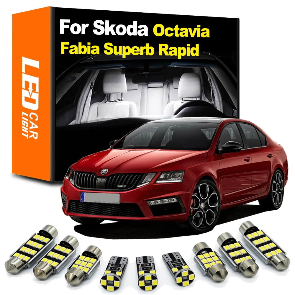 Zoomsee Interior LED For Skoda Octavia Superb Fabia MK1 MK2 MK3 1 2 3 Sedan Combi Canbus Vehicle Bulb Indoor Dome Map Light Kit