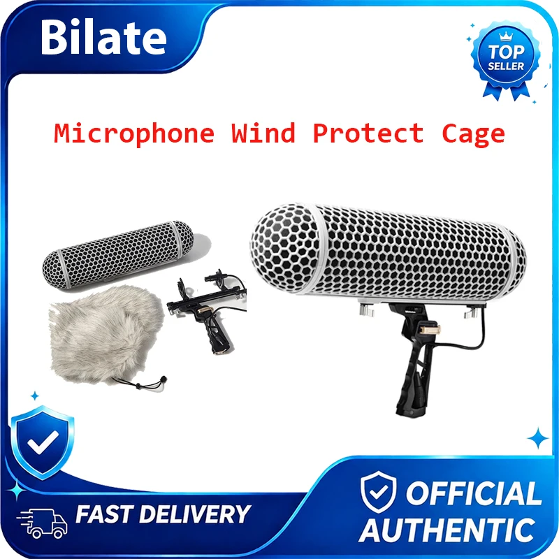 Bilate Microphone Cage + Windshield + Shock Mount Suspension System Compatible RODE NTG1/NTG2/NTG3/NTG4/NTG4+MIC