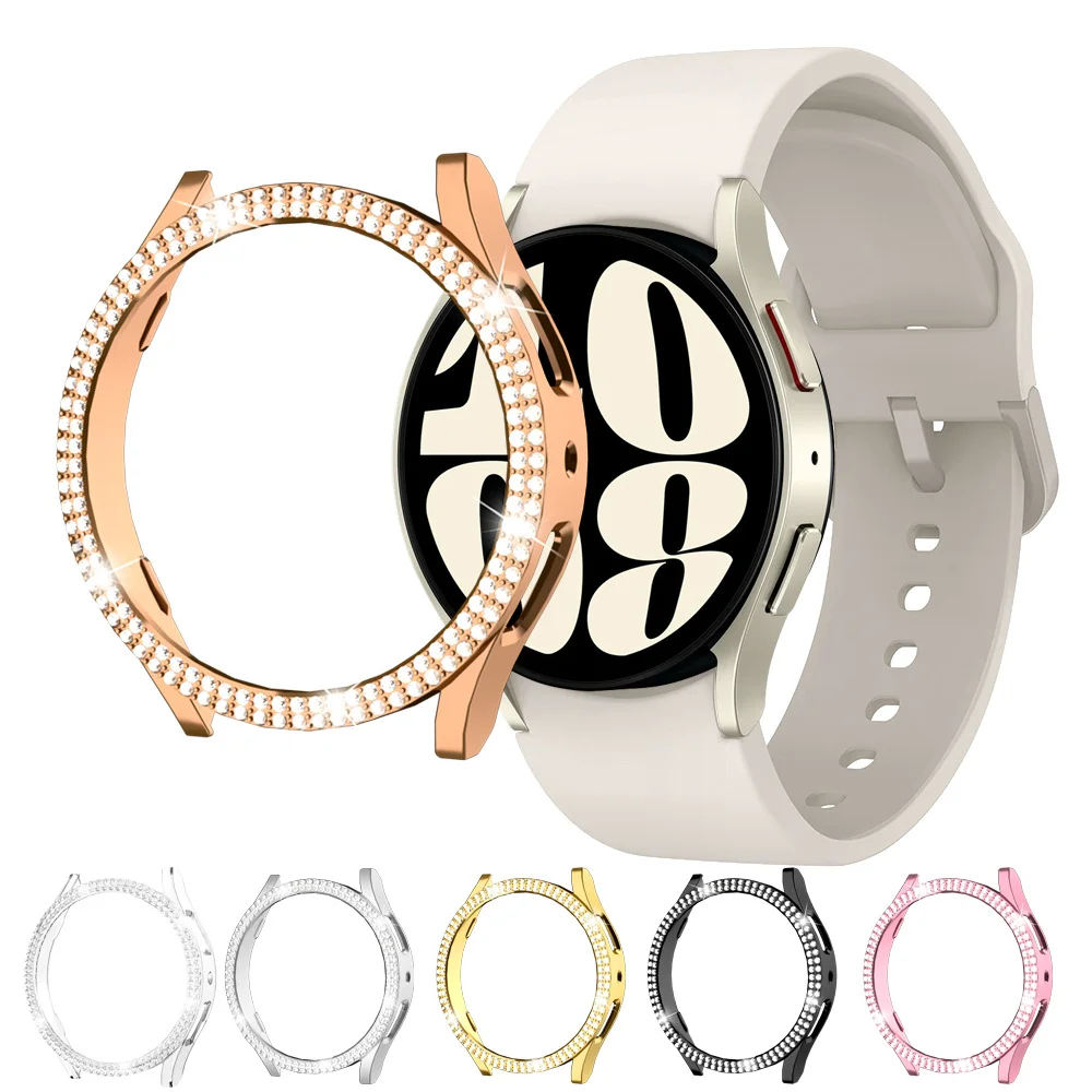 1pcs diamond watch case for Samsung Galaxy Watch 4 5 6 7 40/44mm, scratch-resistant stylish hollowed-out design protective case