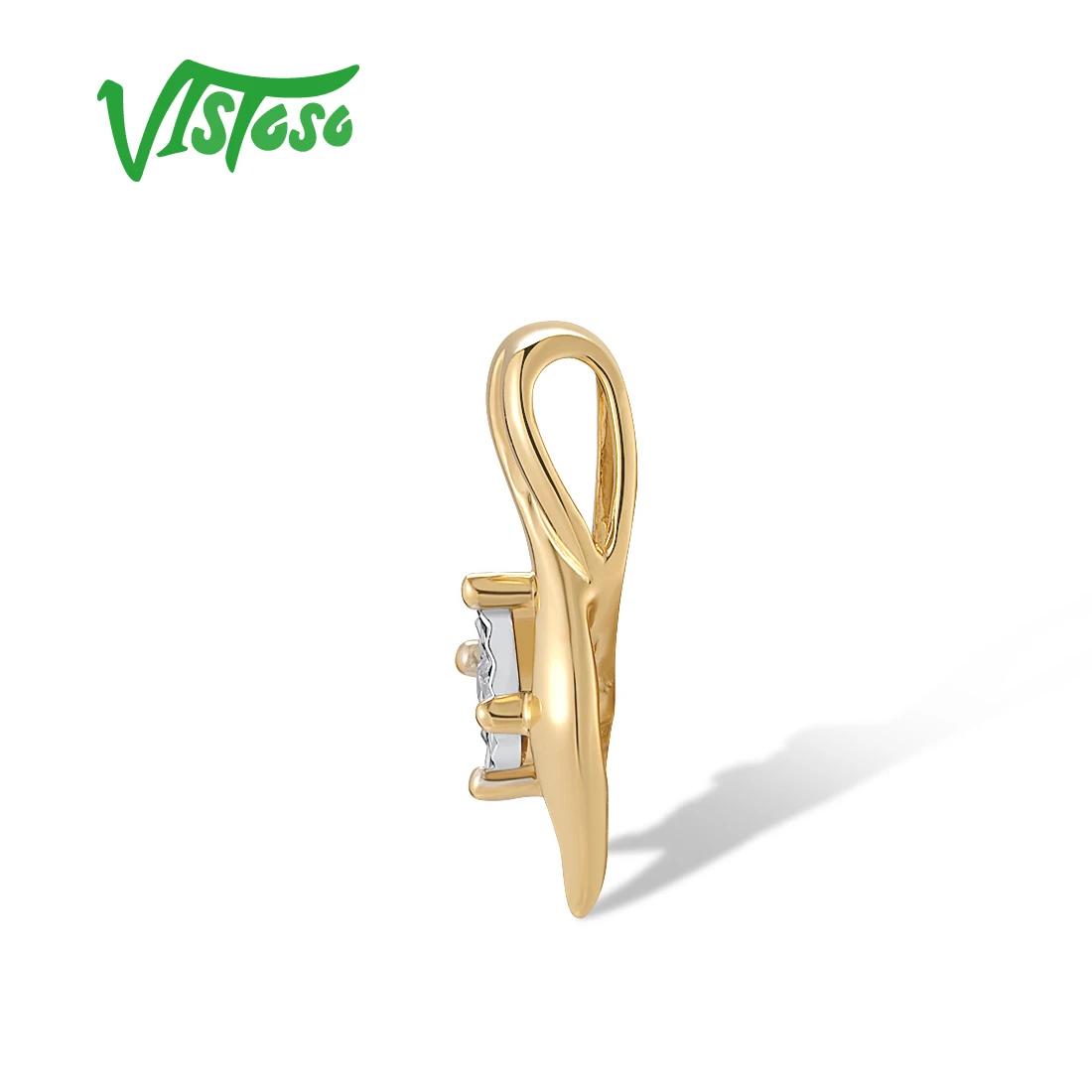 VISTOSO Authentic 14K 585 Yellow Gold Pendants For Women Sparkling Diamonds Simple Daily Wear Wedding Anniversary Fine Jewelry