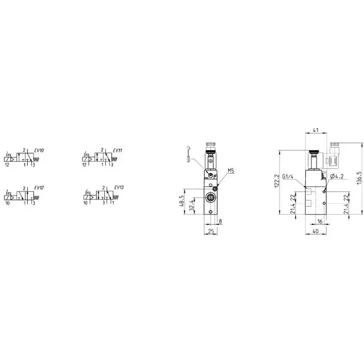 Electromagnetic valve 334-015-02334D-015-02 pneumatic two position three-way valve