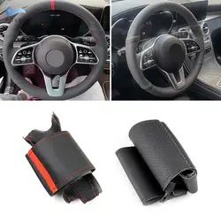 Hand Stitched Car Inner Steering Wheel Cover For Mercedes Benz A C E S G Class W177 W205 W213 W222 W463 Perforated Leather Trim