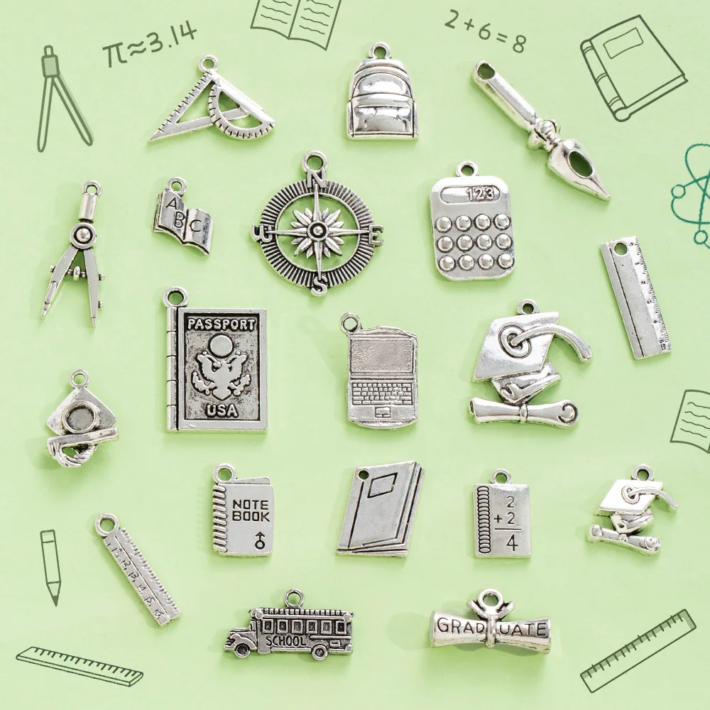 

Alloy jewelry accessories for graduation season, learning tools, doctoral cap, silver necklace, pendant and jewelry
