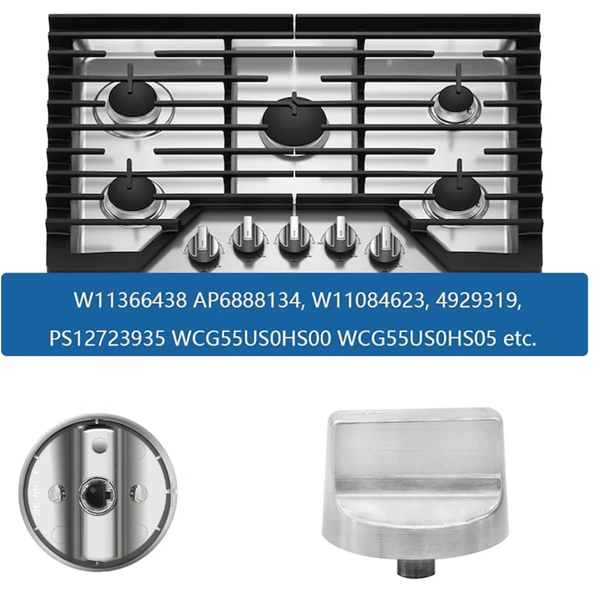 5ชิ้นW 11366438   เตาอบช่วงเตาลูกบิดเปลี่ยนสําหรับ Whirlpool Knob W 11084623   เอพี 6888134   ว 11084623   ลูกบิดเตา