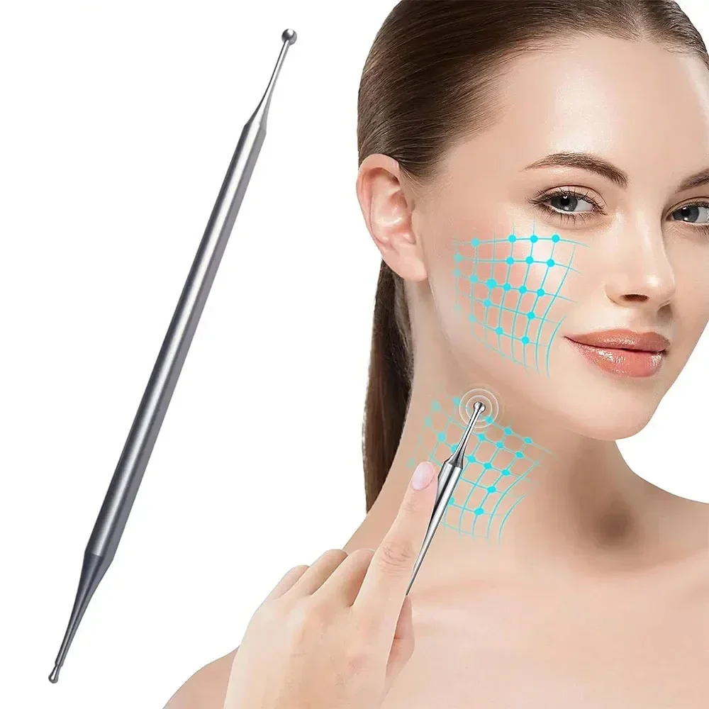 Acupuncture Pen Stainless Steel Reflexology Massage Tool Dual Head Ear Body Point Probe Tip Trigger Point Massage Pen Tools