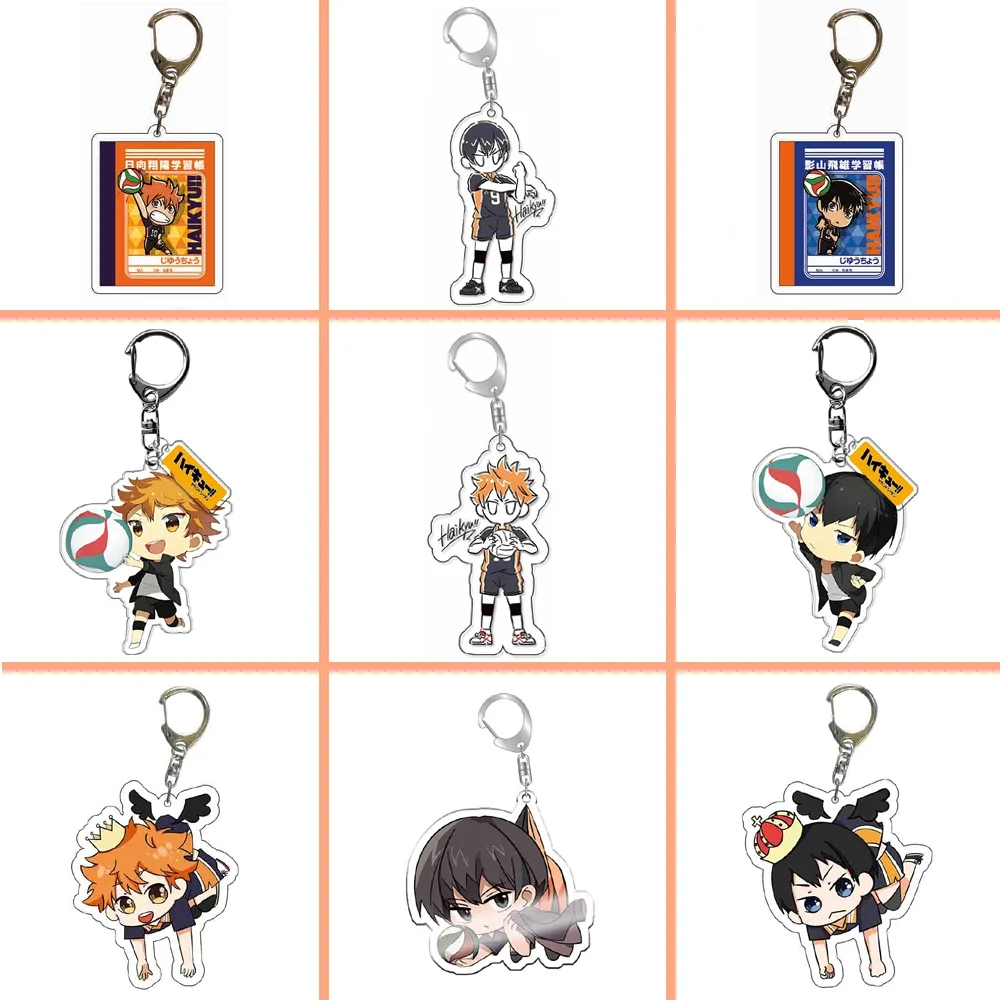 Haikyu!! Hinata Shoyo gantungan kunci Anime Kageyama Tobio gantungan kunci Model kartun akrilik tas aksesori hadiah lucu