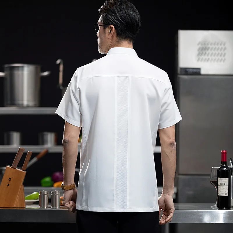 Hotel Chef Overalls Men'S Short-Sleeved Dining Restaurant Western Restaurant Baking Fashion Spring And Summer Rear Kitchen Workw