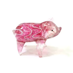 Murano Glass Pig Miniature Figurine Craft Ornament Home Desktop Decor Collection Cute Animal Statue Xmas New Year Gifts for Kids