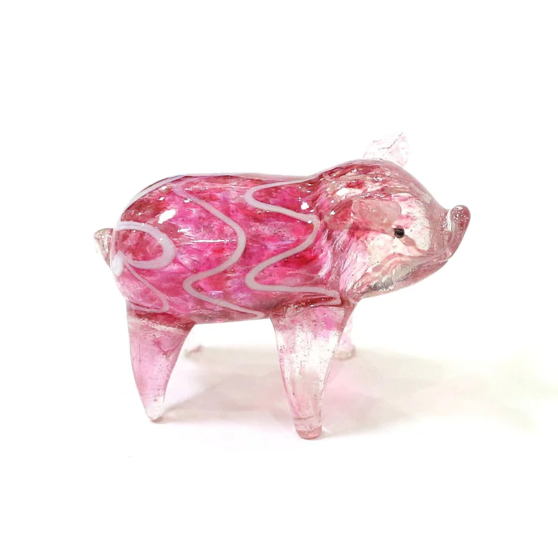 Murano Glass Pig Miniature Figurine Craft Ornament Home Desktop Decor Collection Cute Animal Statue Xmas New Year Gifts for Kids