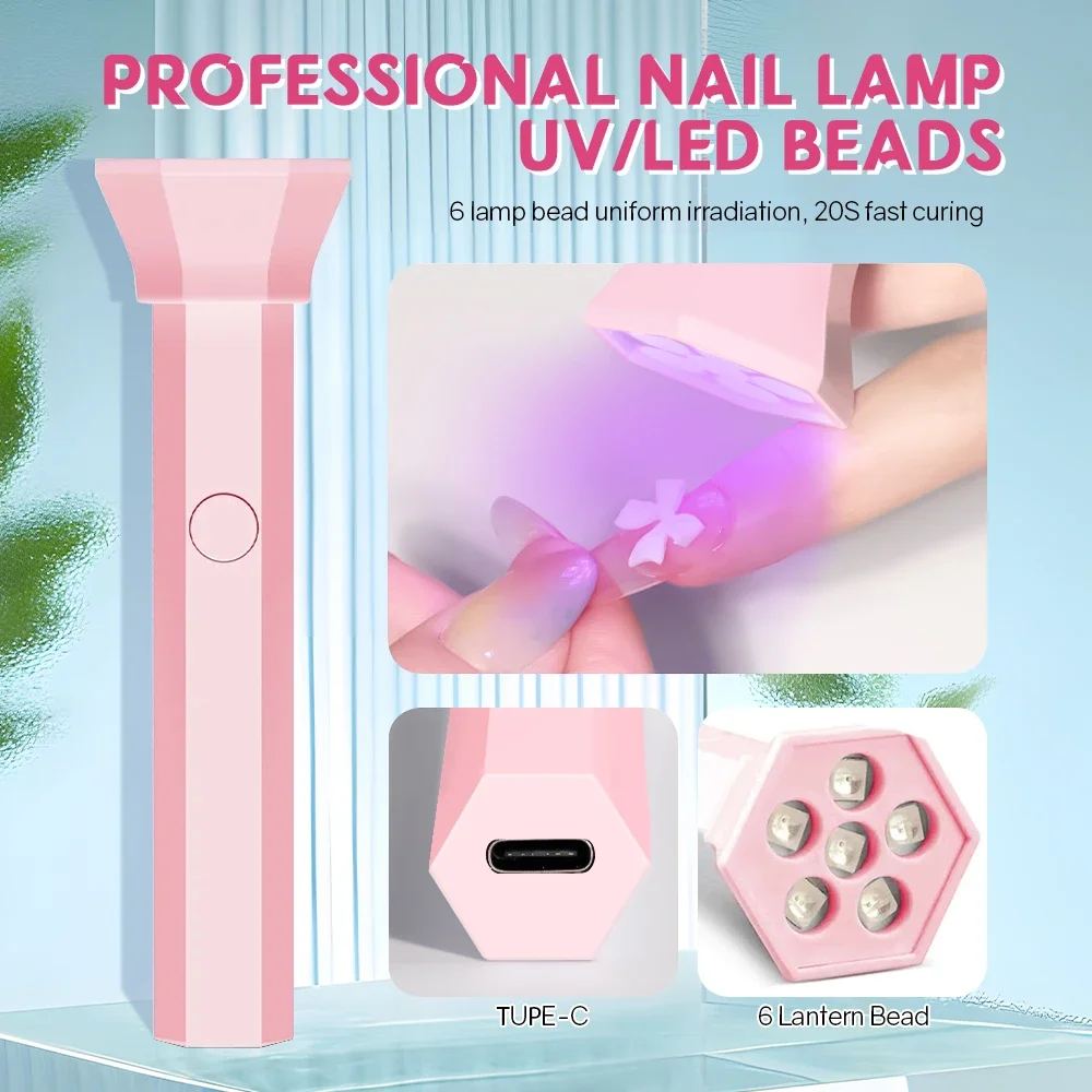 Portable Handheld UV LED Flashlight Nail Lamp 6 LED Beads Quick Dry USB Nail Dryer 18W Machine Nail Gel Dry USB Salon Tool