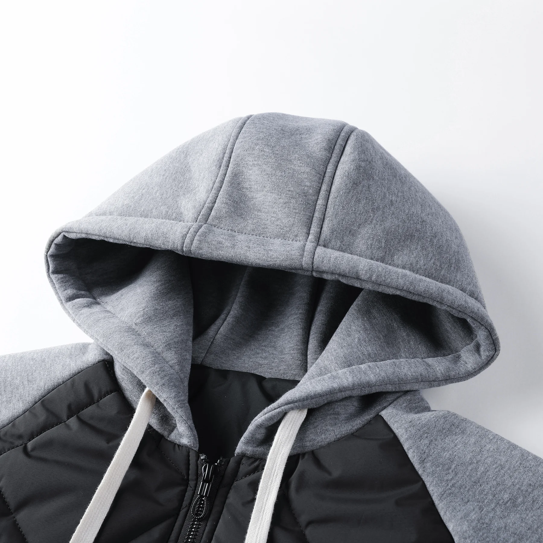 Men's padded Clothes Autumn Winter Fashion Color-block Simple Embroidery Thickened Warm Outdoor Sports Hooded Coat Men's Jacket