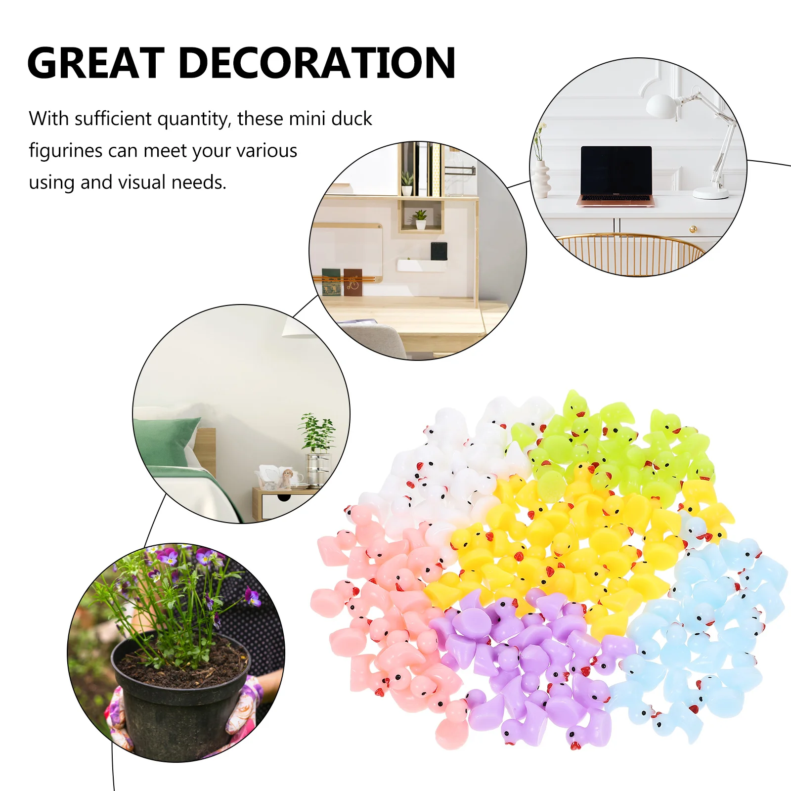 

200Pcs Candy Color Mini Resin Duck Decoration Creative Statue Outdoor Car Ornament Miniature Micro Landscape Decor
