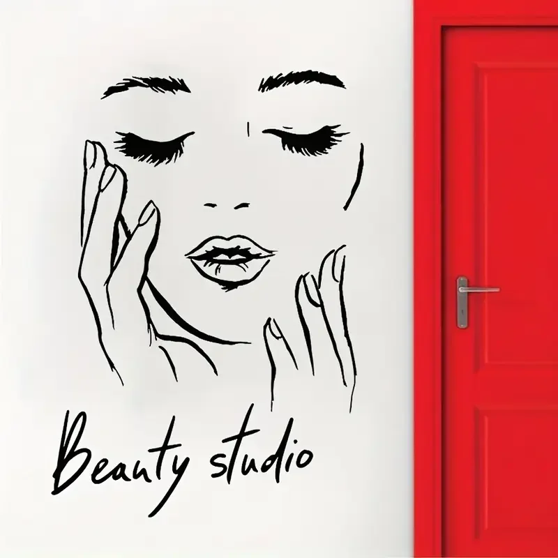 Wall Decal Featuring a Female Face for a Beauty Studio, Perfect for Makeup Decoration.