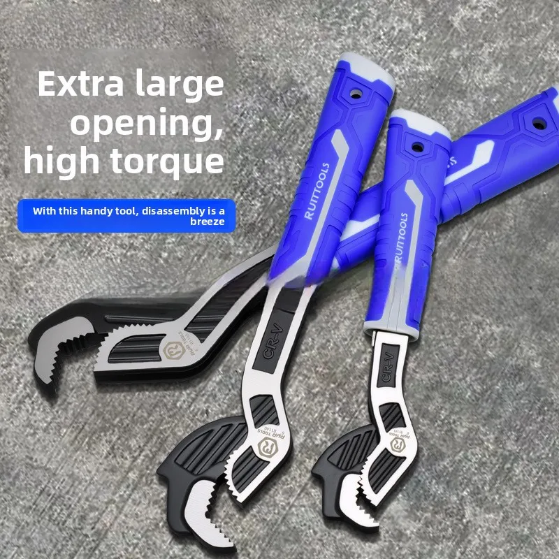 Self‑locking Quick‑opening Adjustable Wrench Kit, Multifunctional Universal Pipe Clamp Spanner Household Maintenance