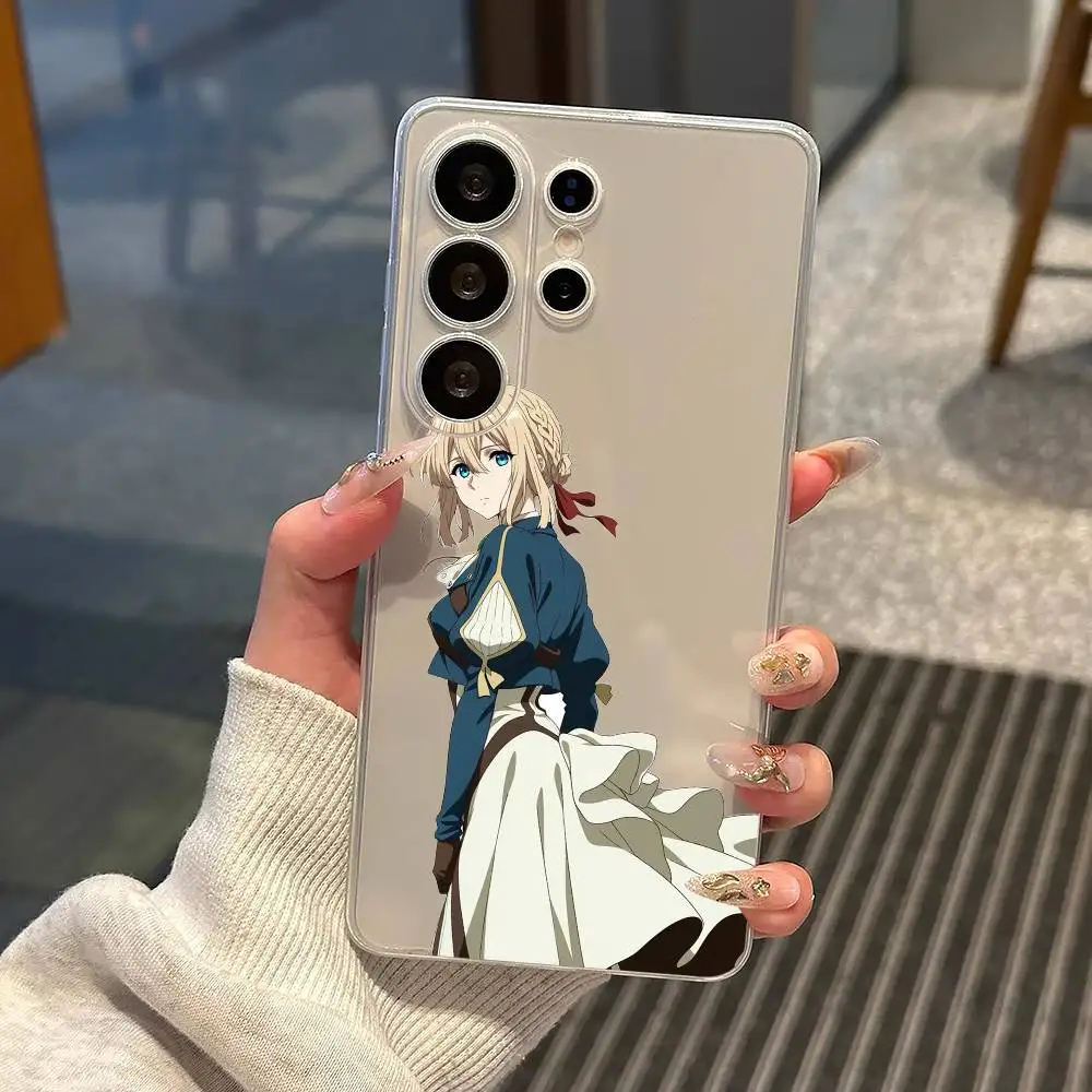 Aesthetic Violet E-Evergarden  Phone Case Transparent Silicone Soft For Samsung S25,S24,S21,S22,S23,S30,Ultra,S20,Plus,Fe